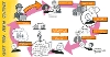 Graphic showing pathway through a short-term prison sentence in a series of circles with sketched illustrations of people - the text descriptions of those steps are included in the body of the web page