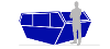 Graphic showing the size of a 10 cubic yard skip in comparison to a person
